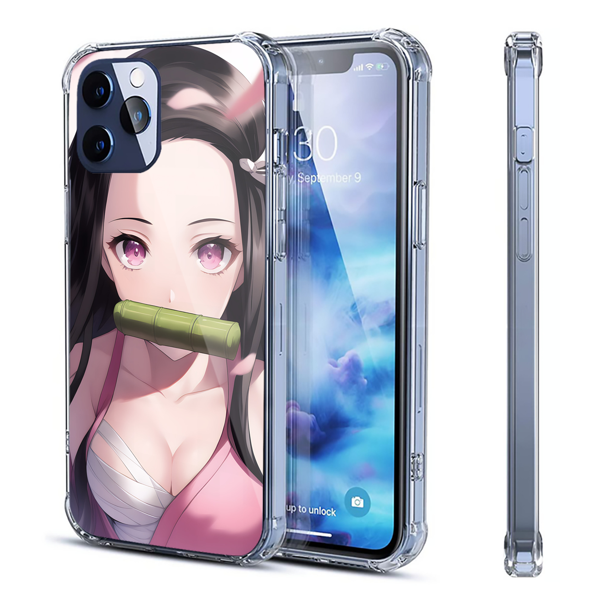 （画像用） 鬼滅の刃（きめつのやいば）竈門 禰󠄀豆子／かまど ねずこ Kamado Nezuko 【iPhone 12シリーズ対応】透明スマホケース（クリアソフトケース）